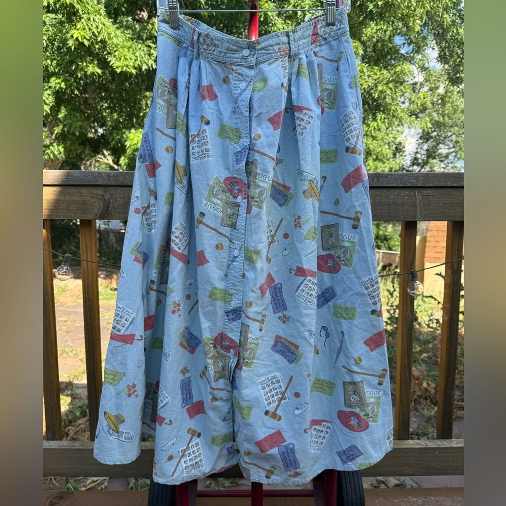 French themed vintage maxi button front skirt